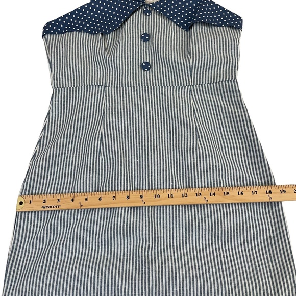 Anthropologie Doe&Rae Sz. L Halter Mini Dress Stripes side Zipper Linen/Cotton - Picture 8 of 15